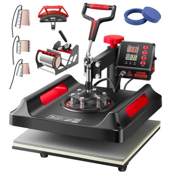 Heat Press Machine 8 in 1 Combo, Heat Press 15x15, Swing Away T Shirt Printing Machine Digital Control, Multifunction Heat Transfer Machine Sublimation Heat Press for T-Shirt Hat Cap Mug Plate