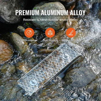 Premium aluminum alloy outdoor mat, rust-resistant, high strength, scratch-resistant, silver color, durable design.