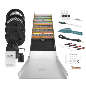 Stainless steel VEVOR smoker kit with colorful racks, black fans, tools, and accessories for outdoor grilling.