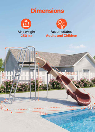 Water Slide, Big 10 ft Outdoor Waterslide with Built in Adjustable Sprinkler and Ladder, Free Standing Pool Slide, Metal & Plastic Playground Equipment, Platform for Backyard Fun Activities