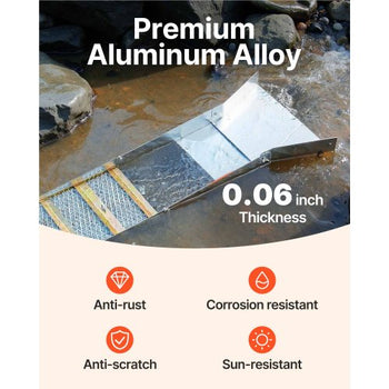 Folding Aluminum Alloy Sluice Box, Compact 50" Sluice Boxes for Gold, Lightweight Gold Sluice Equipment, Portable Sluice Boxes with Miner's Moss, River, Creek, Gold Panning, Prospecting, Dredgin