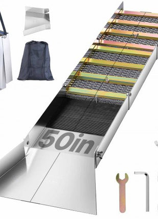 Folding Aluminum Alloy Sluice Box, Compact 50" Sluice Boxes for Gold, Lightweight Gold Sluice Equipment, Portable Sluice Boxes with Miner's Moss, River, Creek, Gold Panning, Prospecting, Dredgin