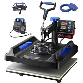 Heat Press, 15x15in Swing Away 5 in 1 Heat Press Machine, Digital Control Multifunctional Device, Quick Heating with Safety Features, Ideal for T-shirts, Hats, Caps, Mugs, Plates