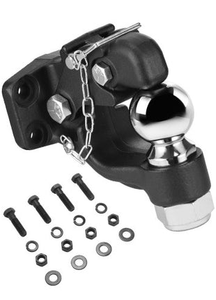 Pintle Hook, 20000 lbs Towing Capacity, Trailer Hitches Receiver Hook Combination 2-5/16-inch Hitch Ball, Fits 2.5 to 3-inch Lunette Ring with Mounting Kit, Wear-resistant, Black Powder Coat