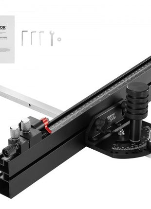 Precision Miter Gauge, Standard Slot 3/4'' x 3/8'', Aluminum Alloy Table Saw Miter Gauge with 18 in Grating 15 Angle Stops Adjustable Spring Loaded Plunger and Removable Disc, for Woodworking