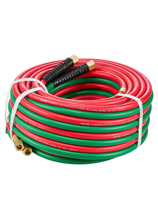 Oxygen Acetylene Hose, 1/4-Inch x 50FT Oxy Acetylene Hose with 9/16"-18 B Fitting, 300PSI T Grade Welding Cutting Torch Twin Hose, Compatible with Oxygen, Acetylene, Propane and Other Fuel Gases