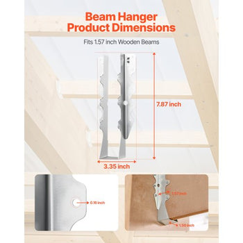 50 Pcs Joist Hanger, Inner Dimensions 1.57 x 1.50 x 7.83 inch / 40 x 38 x 199 mm, Rafter Hurricane Ties Joist Hangers with Rustproof Coating, Tie Brackets for Floor Deck and Ceiling Trusses