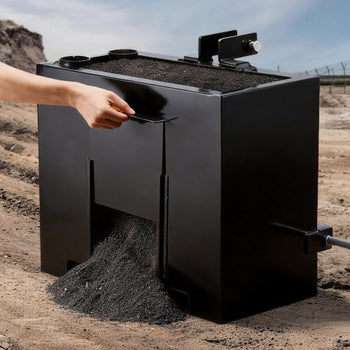 Ballast Box, 3-Point Category 1 Tractor Ballast of 800 lbs Capacity, with Standard 2 Inch Hitch Receiver, Heavy-Duty Steel 3.2 ft³ Large Volume Durable Loader Attachment with Sliding Door, Black