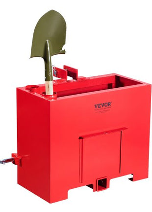 Ballast Box, 3-Point Category 1 Tractor Ballast of 800lbs Capacity, for 2 Inch Hitch Receiver, Heavy-Duty Steel 4.3 ft³ Large Volume Loader Attachment with Sliding Door, Red