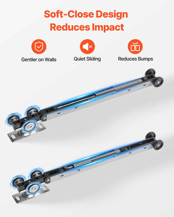 Sliding Pocket Door Hardware Track Kit, 56.73" Pocket Door Track Kit with Soft Close Mechanism for Smooth and Quiet Sliding, Easy to Install, for 1" to 1 3/4" Thickness 30" Width Single Door