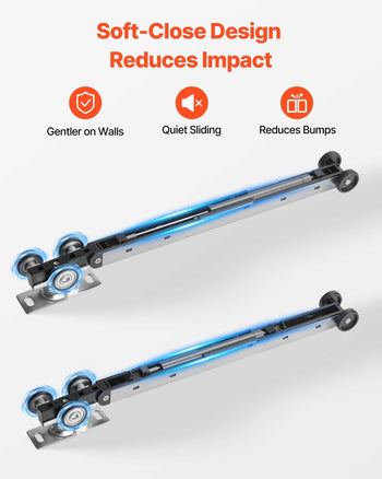 Sliding Pocket Door Hardware Track Kit, 68.74" Pocket Door Track Kit with Soft Close Mechanism for Smooth and Quiet Sliding, Easy to Install, for 1" to 1 3/4" Thickness 36" Width Single Door