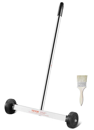 Magnetic Sweeper with Wheels, 15inch Mini Magnetic Sweeper, 8 lbs Capacity, Adjustable Handle, Lightweight Magnetic Pickup Sweeper to Pick Up Nails and Screws, Easy Cleanup of Workshop Garage