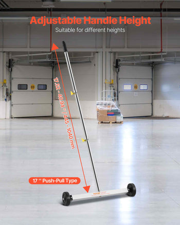 Magnetic Sweeper with Wheels, 17 inch, 10 lbs Load Capacity, Lightweight Magnetic Pickup Sweeper with Adjustable Handle, Pick Up Nails and Screws, Easy Cleanup for Garages, Roofing Projects