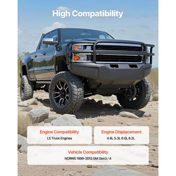 LS Truck Cam Kit, 5-Piece Set, Includes Pushrods Springs & Seals, Compatible with 1999-2013 GM Gen3/4 Norris Trucks, Fits 4.8L, 5.3L, 6.0L ,6.2L Engines, OE 12625437 SP011-16