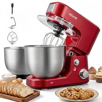 5.3+4.2 Qt Tilt Head Stand Mixer 400W Electric Dough Mixer, 3 Speeds Food Kitchen Mixer with Stainless Steel Bowl, Splash Guard, Dough Hook, Whisk, Beater, for Baking Mixing Whipping