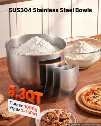 5.3 Qt Tilt Head Stand Mixer 400W Electric Dough Mixer, 10 Speeds Food Kitchen Mixer with Stainless Steel Bowl, Splash Guard, Dough Hook, Whisk, Beater, for Baking Mixing