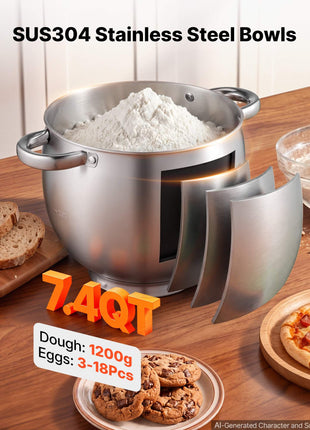 7.4 Qt Tilt Head Stand Mixer 500W Electric Dough Mixer, 12 Speeds Food Kitchen Mixer with Stainless Steel Bowl, Splash Guard, Dough Hook, Whisk, Beater, for Baking Mixing