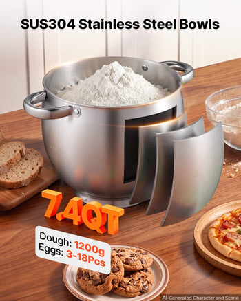 7.4 Qt Tilt Head Stand Mixer 500W Electric Dough Mixer, 12 Speeds Food Kitchen Mixer with Stainless Steel Bowl, Splash Guard, Dough Hook, Whisk, Beater, for Baking Mixing