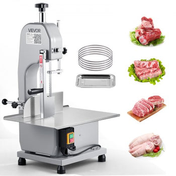 Commercial Electric Meat Bandsaw, 650W Stainless Steel Countertop Meat Sawing Machine, Workbench 12.4" x 18.1", 4.33 Inch Max Cutting Thickness, Frozen Fish Cutter for Rib Pork Beef
