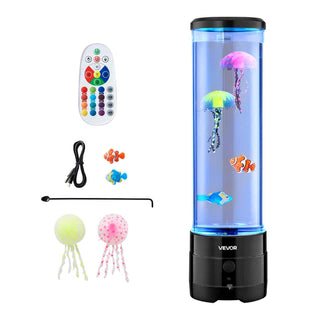 Sensory Bubble Tube Lamp, 16 Color Changing Light Effects, Water Fish Lamp with Built-in Bluetooth Speaker & White Noise, Fake Aquarium Tank Night Light for Bedroom Living Room Home Decor