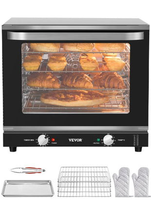 Commercial Countertop Oven, 66L 4-Tier Toaster Ovens with Tempered Glass Door, Wire Racks & Tray, 2800W Stainless Steel Baking Ovens for Restaurant Bakery (AC208~240V,60Hz, 6-20P Plug & Output)