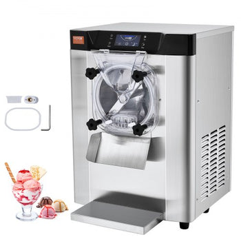 Commercial Ice Cream Machine, 12 L/H Yield, 1713W Single Flavor Countertop Hard Serve Ice Cream Maker,  4.5L Stainless Steel Cylinder, LED Panel Auto Clean Pre-cooling, for Restaurant Snack Bars