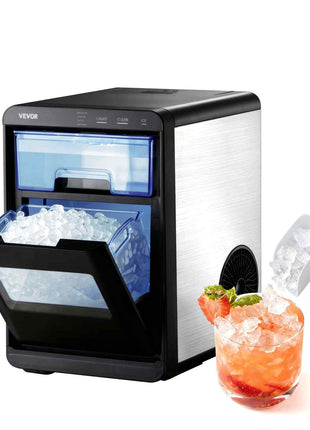 Countertop Ice Maker, 44 lbs per Day, Self-Cleaning Portable Machine with Scoop, Drawer-Style Ice Access, Nugget Ice-Making Machine with Chewable Ices for Home, Kitchen, Office, Bar & Party