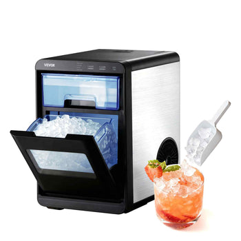 Countertop Ice Maker, 44 lbs per Day, Self-Cleaning Portable Machine with Scoop, Drawer-Style Ice Access, Nugget Ice-Making Machine with Chewable Ices for Home, Kitchen, Office, Bar & Party