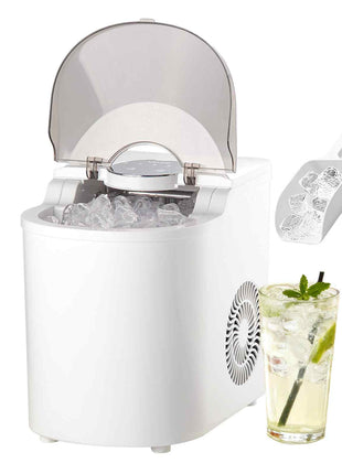 Countertop Ice Maker, 7 Cubes Ready in 6 Mins, 26 lbs per Day, Self-Cleaning Portable Machine with Ice Scoop, Ice-Making Machine with 2 Sizes Bullet Ices for Home, Kitchen, Office, Bar & Party