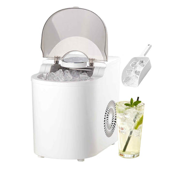 Countertop Ice Maker, 7 Cubes Ready in 6 Mins, 26 lbs per Day, Self-Cleaning Portable Machine with Ice Scoop, Ice-Making Machine with 2 Sizes Bullet Ices for Home, Kitchen, Office, Bar & Party