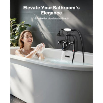 Clawfoot Tub Faucet, Deck Mount Bathtub Faucets with Handheld Shower, Vintage Oil-Rubbed Bronze Clawfoot Tub Filler Faucet Shower Kit with 360° Rotation Spout & 59-inch Long Hose for Bathtubs