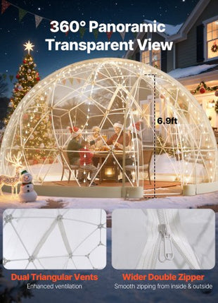 Garden Dome Igloo, 15 x 9.5 ft Outdoor Clear Bubble Tent for 10-14 Person, Weatherproof Geodesic Dome Greenhouse  with Window, PVC Igloo Tent for Backyard Patios Camping Party Wedding