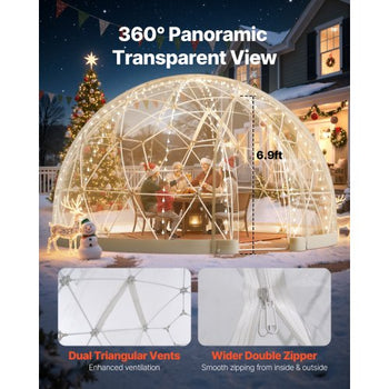 Garden Dome Igloo, 15 x 9.5 ft Outdoor Clear Bubble Tent for 10-14 Person, Weatherproof Geodesic Dome Greenhouse  with Window, PVC Igloo Tent for Backyard Patios Camping Party Wedding