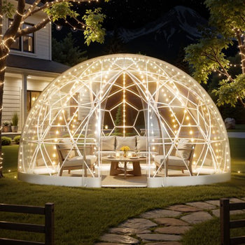 Garden Dome Igloo, 9.5 x 5.7 ft Outdoor Clear Bubble Tent for 2-4 Person, Weatherproof Geodesic Dome Greenhouse  with Window, PVC Igloo Tent for Backyard Patios Camping Party Wedding