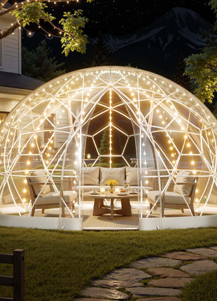 Garden Dome Igloo, 9.5 x 5.7 ft Outdoor Clear Bubble Tent for 2-4 Person, Weatherproof Geodesic Dome Greenhouse  with Window, PVC Igloo Tent for Backyard Patios Camping Party Wedding