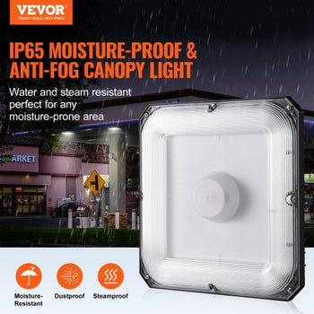 4 Pack LED Canopy Lights, 80W, 8800LM 5000K Daylight Commercial Industrial Outdoor Canopy Lights, 10.08"x10.08" Surface Mount Ceiling Lighting for Gas Station Warehouse Garage Street Shop, IP65