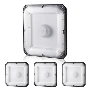 4 Pack LED Canopy Lights, 80W, 8800LM 5000K Daylight Commercial Industrial Outdoor Canopy Lights, 10.08"x10.08" Surface Mount Ceiling Lighting for Gas Station Warehouse Garage Street Shop, IP65
