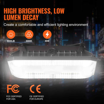 4 Pack LED Canopy Lights, 80W, 8800LM 5000K Daylight Commercial Industrial Outdoor Canopy Lights, 10.08"x10.08" Surface Mount Ceiling Lighting for Gas Station Warehouse Garage Street Shop, IP65