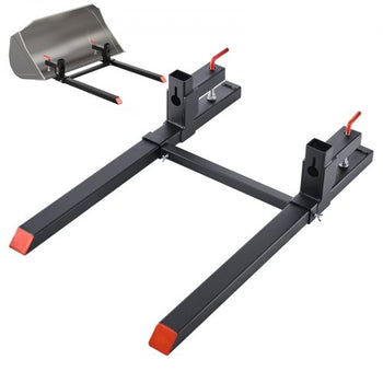 Pallet Forks, 2000 lbs Clamp on Pallet Forks, 43-Inch Total Length Heavy-Duty Tractor Fork with Adjustable Stabilizer Bar for Tractor Attachments, Loader Bucket, and Skid Steer, Black