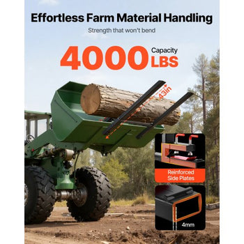 Pallet Forks, 4000 lbs Clamp on Pallet Forks, 60-Inch Total Length Heavy-Duty Tractor Fork with Anti-Tilt Bar & Adjustable Stabilizer Bar, Fit for Loader Bucket Skid Steer Tractor, Black