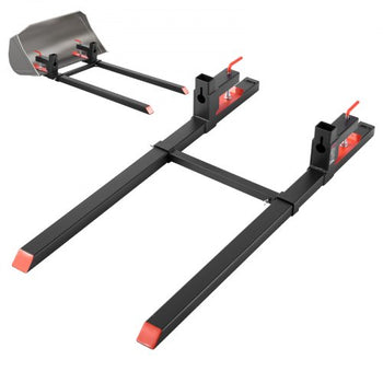 Pallet Forks, 2000 lbs Clamp on Pallet Forks, 60-Inch Total Length Heavy-Duty Tractor Fork with Adjustable Stabilizer Bar for Tractor Attachments, Loader Bucket, and Skid Steer, Black