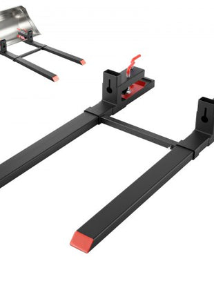 Pallet Forks, 4000 lbs Clamp on Pallet Forks, 60-Inch Total Length Heavy-Duty Tractor Fork with Adjustable Stabilizer Bar for Tractor Attachments, Loader Bucket, and Skid Steer, Black
