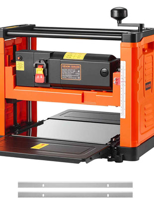 Thickness Planer, Two-Blade, 13-Inch Width Worktable Power Benchtop Planer, 1800W 23500 RPM Powerful Motor, Dual Rollers, Over Protection, Single Speed Woodworking, for Hard & Soft Wood Material