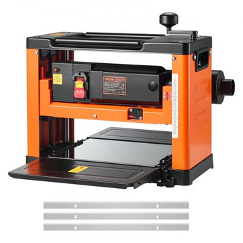 Thickness Planer, Three-Blade, 13-Inch Width Worktable Power Benchtop Planer, 2000W 23500 RPM Powerful Motor, Dual Rollers, Over Protection, Single Speed Woodworking, for Hard Soft Wood Material