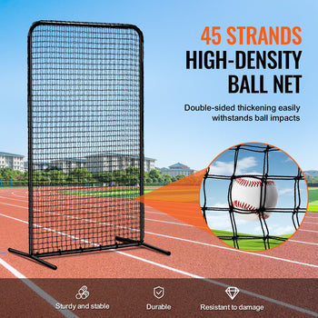I Screen Baseball for Batting Cage, 7x4 ft Baseball Softball Safety Screen, Body Protector Portable Batting Screen with Carry Bag & Ground Stakes, Heavy Duty Pitching Net for Pitchers Protection