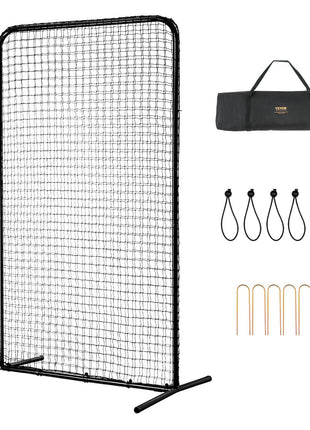 I Screen Baseball for Batting Cage, 7x4 ft Baseball Softball Safety Screen, Body Protector Portable Batting Screen with Carry Bag & Ground Stakes, Heavy Duty Pitching Net for Pitchers Protection