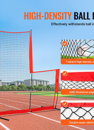 L Screen Baseball for Batting Cage, 7x7 ft Baseball & Softball Safety Screen, Body Protector Portable Batting Screen with Carry Bag & Ground Stakes, Baseball Pitching Net for Pitchers Protection