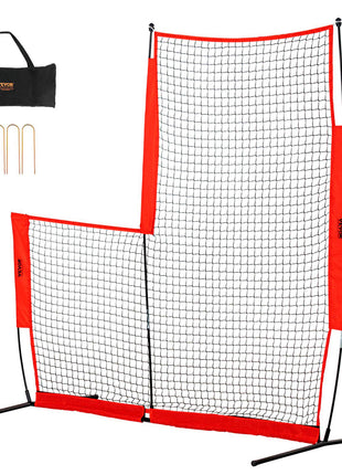 L Screen Baseball for Batting Cage, 7x7 ft Baseball & Softball Safety Screen, Body Protector Portable Batting Screen with Carry Bag & Ground Stakes, Baseball Pitching Net for Pitchers Protection