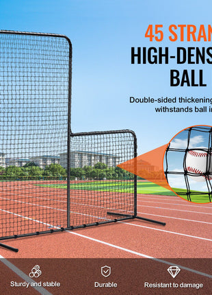 L Screen Baseball for Batting Cage, 7x7 ft Baseball Softball Safety Screen, Body Protector Portable Batting Screen with Carry Bag & Ground Stakes, Heavy Duty Pitching Net for Pitchers Protection