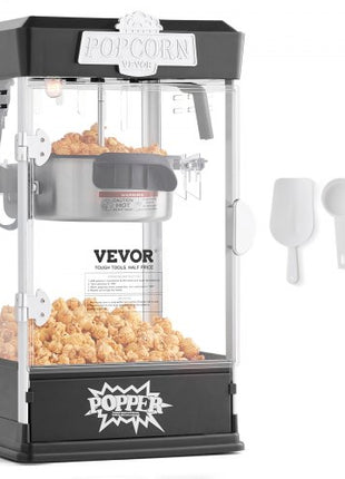 Popcorn Maker, 480W Popcorn Popper Machine, 4 Oz Kettle Makes 1.5 Gallon per Batch, Tabletop Popcorn Maker, Includes 3 Scoops, Movie Theater Style, Black
